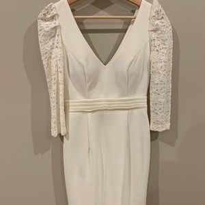 White dress with long sleeve lace body-con dress